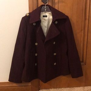 JCrew purple wool pea coat